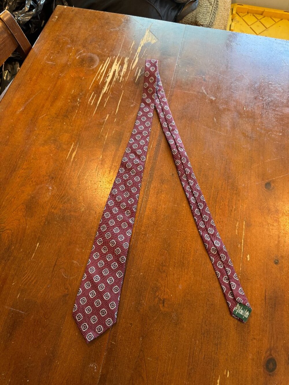 B by Brooks Brothers Burgundy Medallion Tie